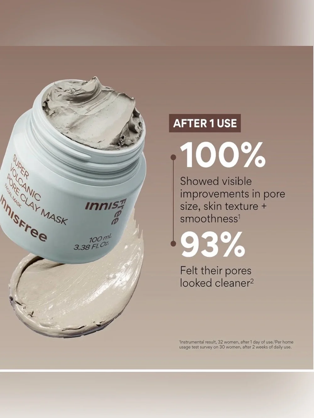 🩶 Innisfree Super Volcanic Pore Clay Mask Volcanic Clusters + AHA • 100mL / 3.38